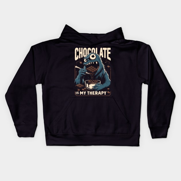 Chocolate lover therapy monster Kids Hoodie by ravensart